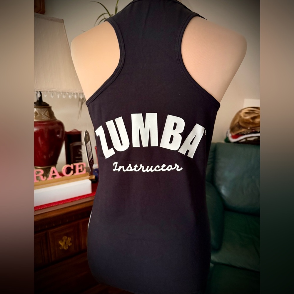 Zumba Instructor White and Pink Graphic Tank Top